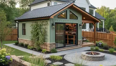 Custom-built shed installation with premium design by Chop Chop Landscaping in Nashville, TN