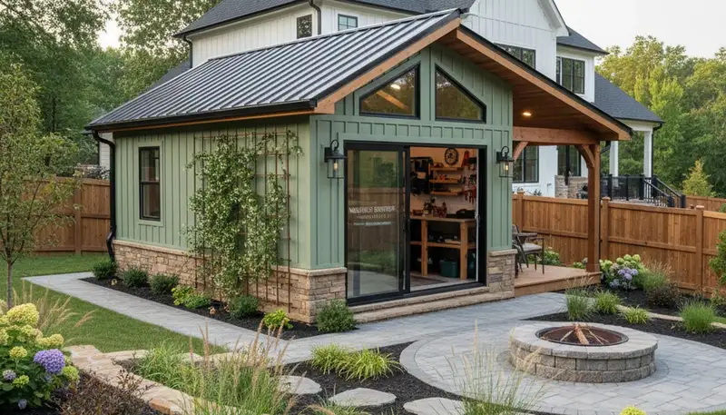 Custom-built shed installation with premium design by Chop Chop Landscaping in Nashville, TN