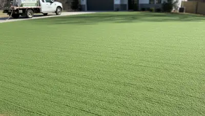 Freshly hydroseeded lawn with full green slurry coverage by Chop Chop Landscaping in Nashville, TN