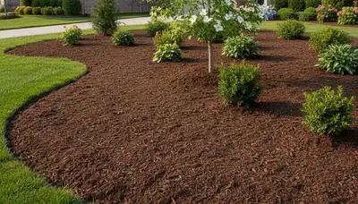 Freshly spread mulch beds with clean edges by Chop Chop Landscaping in Nashville, TN