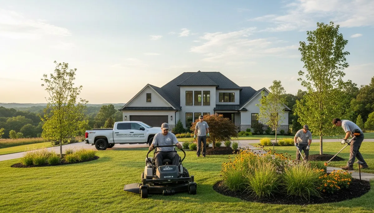 Nashville, TN landscaping service maintaining a healthy green lawn for a residential property
