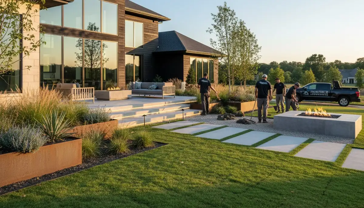 Landscaping crew providing lawn care service in Nashville, TN