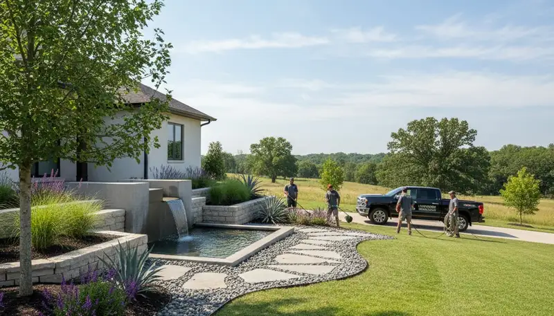 Nashville, TN landscaping crew providing professional lawn service and yard maintenance