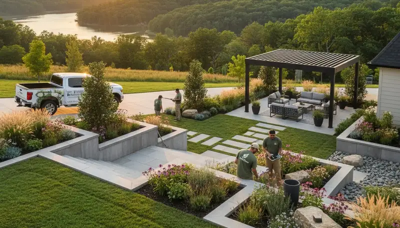 Nashville, TN landscaping team providing professional lawn care for residential properties