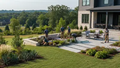 Nashville, TN landscaping crew providing professional lawn care and yard maintenance
