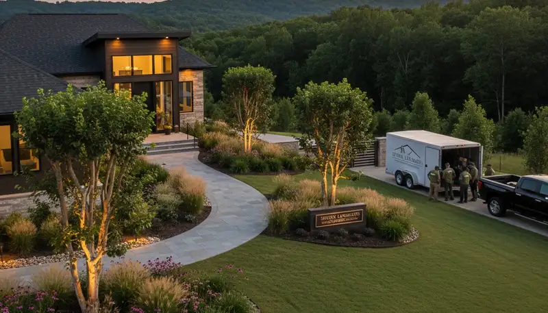 Landscape service team in Nashville, TN providing professional lawn care and yard maintenance