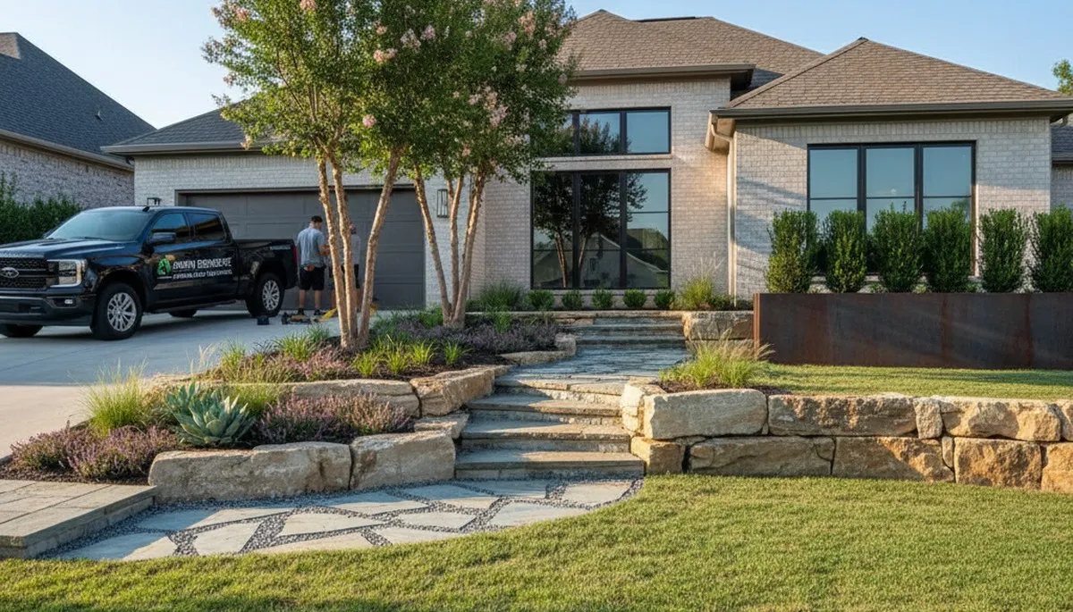 Landscaping crew serving Nashville, TN with professional lawn care and outdoor maintenance services
