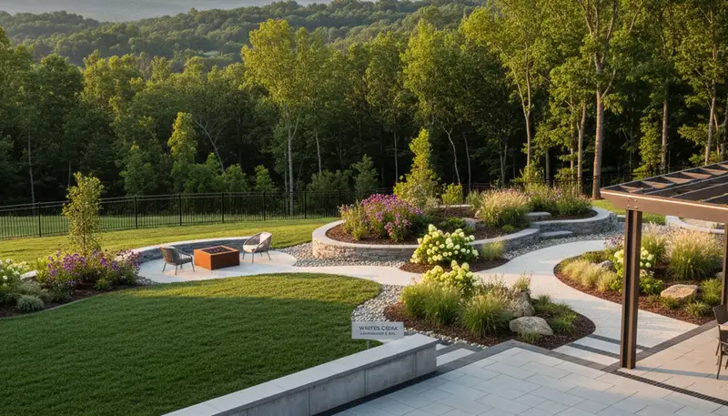Nashville, TN landscaping service team maintaining a lush residential lawn