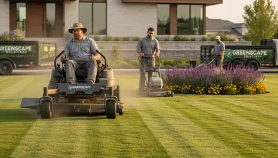 Professional lawn mowing service maintaining a neat green yard in Nashville, TN