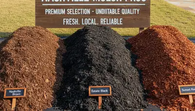 Brown, black, and red mulch color options for landscaping design in Nashville, TN
