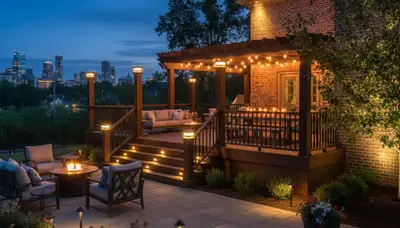 Outdoor patio and deck lighting installation by Chop Chop Landscaping in Nashville, TN