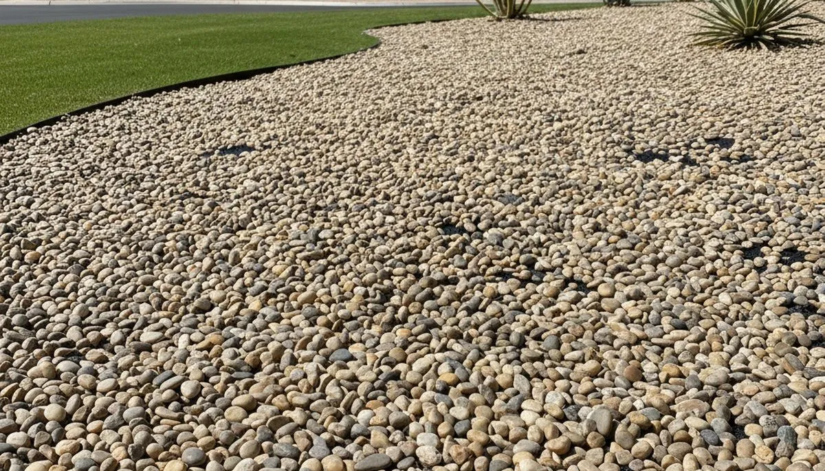 Pea gravel mulch alternative in Nashville, TN showcasing clean, low-maintenance landscaping by professionals