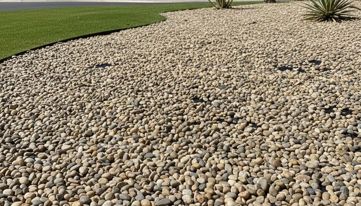 Pea gravel mulch alternative in Nashville, TN showcasing clean, low-maintenance landscaping by professionals