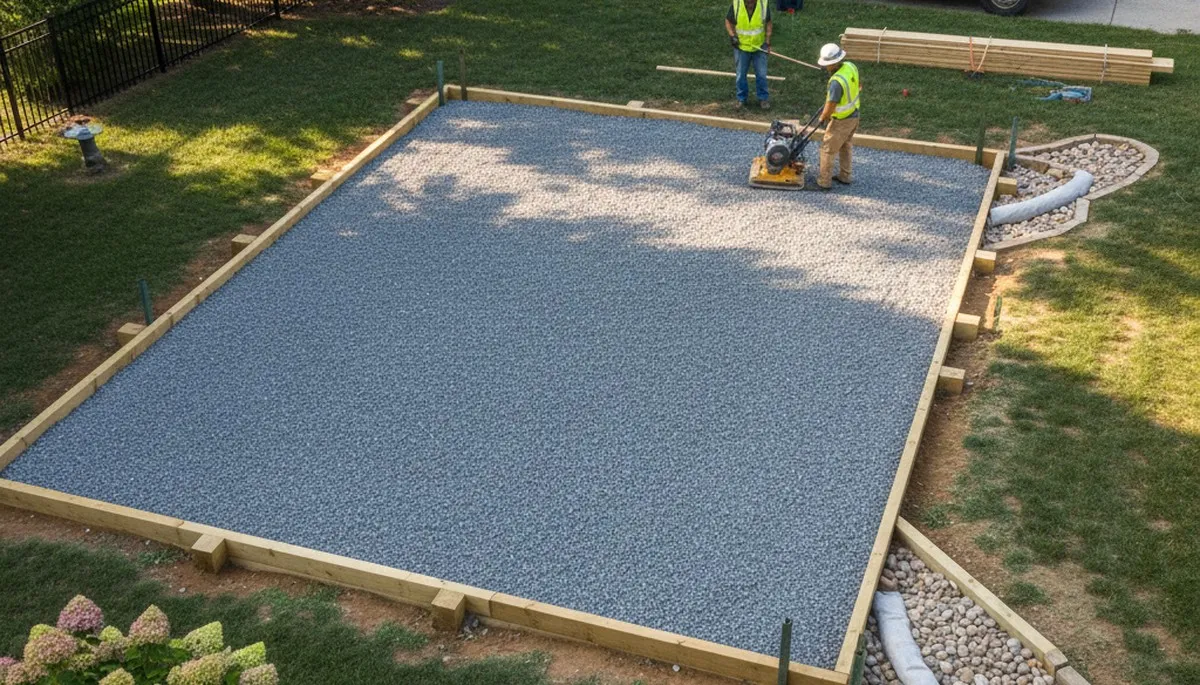 Professional shed foundation and gravel base preparation in Nashville, TN by landscaping experts