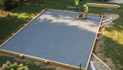 Professional shed foundation and gravel base preparation in Nashville, TN by landscaping experts