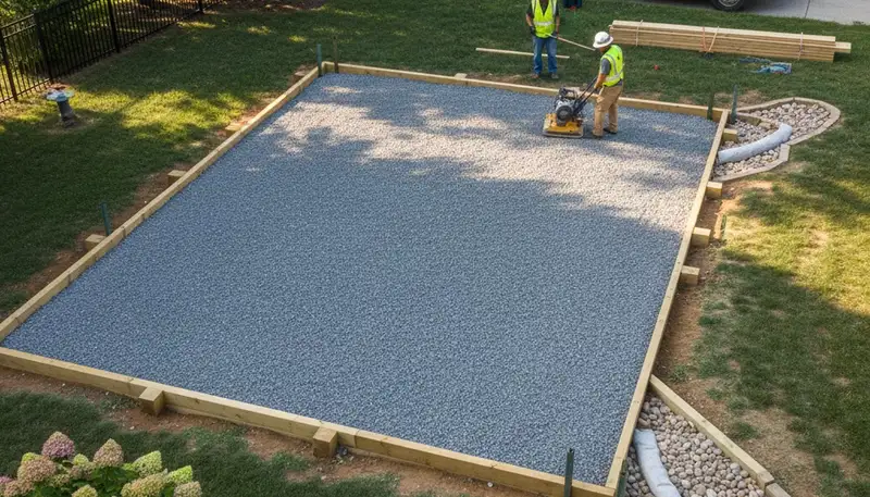 Professional shed foundation and gravel base preparation in Nashville, TN by landscaping experts