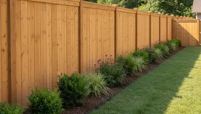 White privacy fence installation by Chop Chop Landscaping in Nashville, TN showcasing clean, durable design