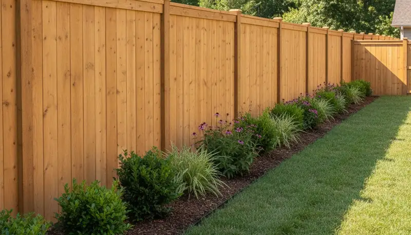 White privacy fence installation by Chop Chop Landscaping in Nashville, TN showcasing clean, durable design